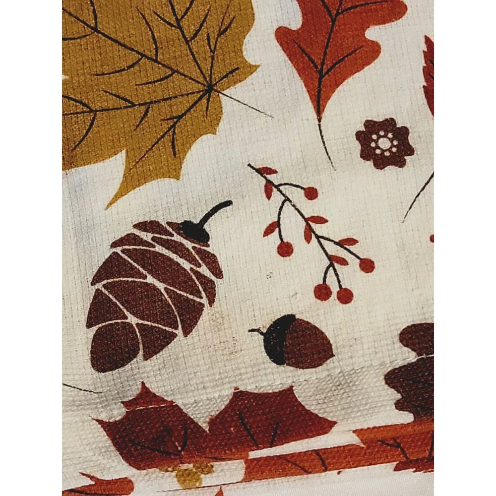 Set of 2 Kitchen Towel Happy For Fall 16 in x 26 in 100% Cotton - HAS SPOTS